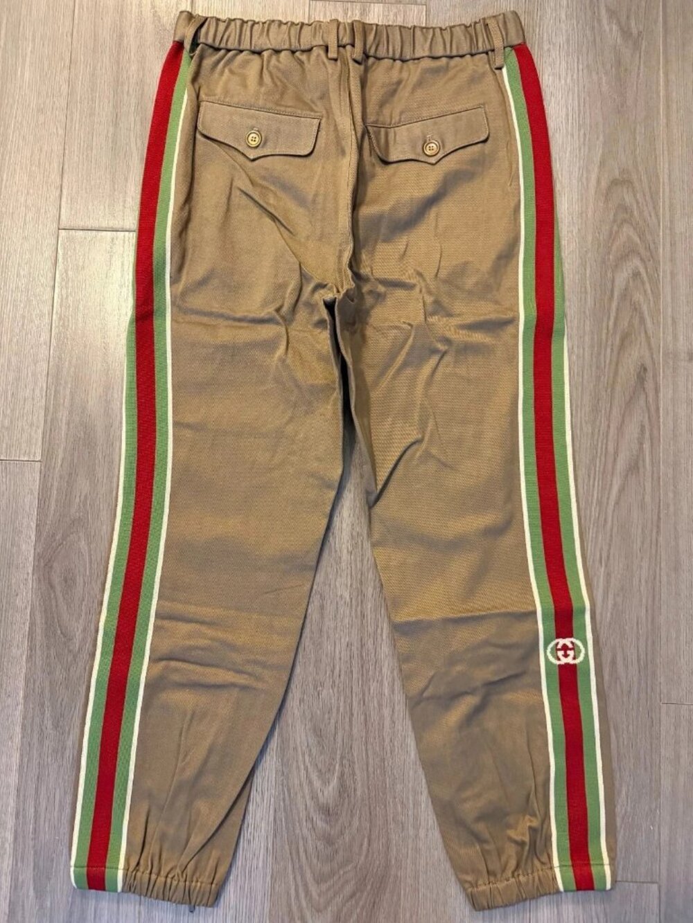 Gucci Web Stripe Track Pants neutrals sz 48 M